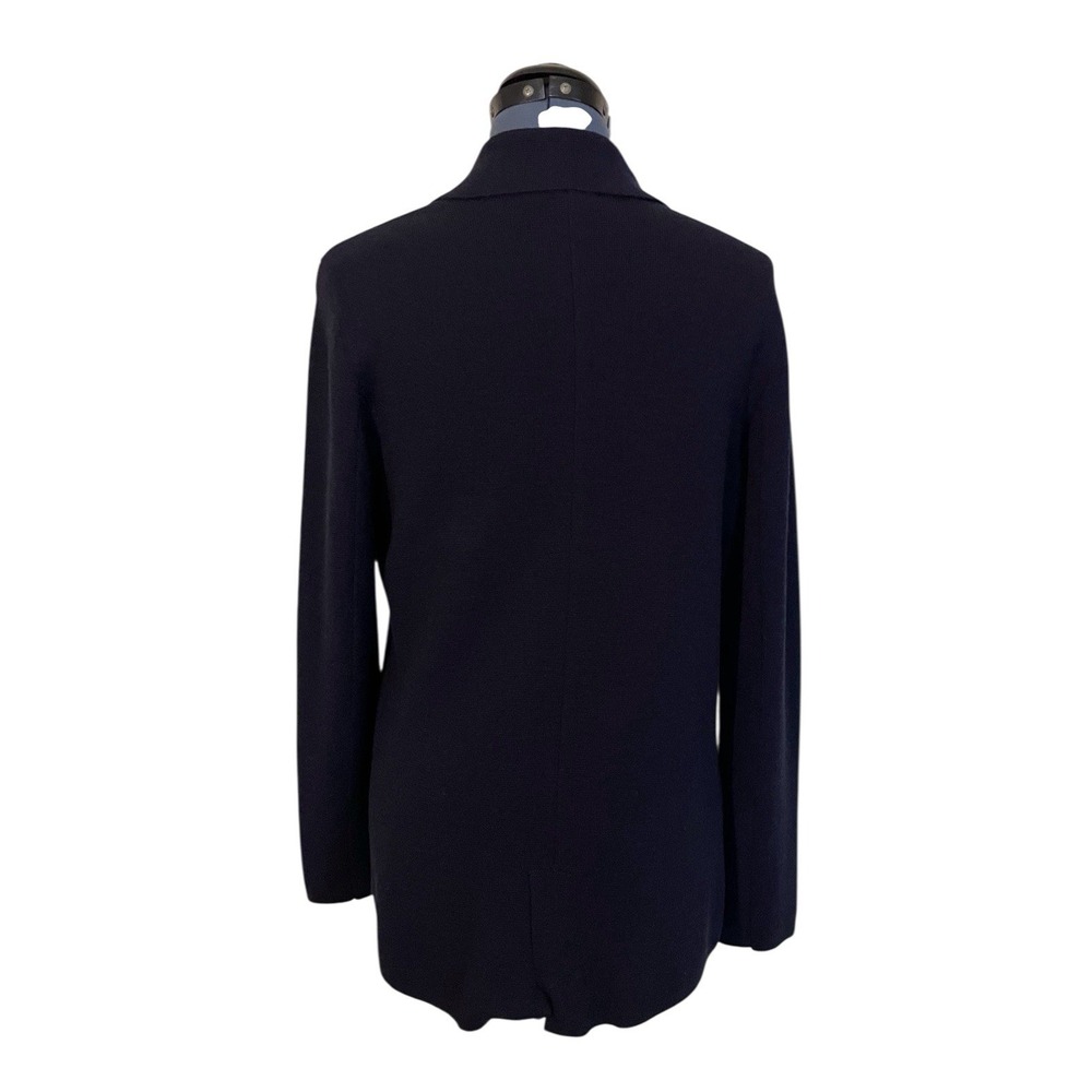 Eileen Fisher Blue Washable Merino Wool Notch Collar Knit Blazer Career Preppy M - Picture 6 of 11
